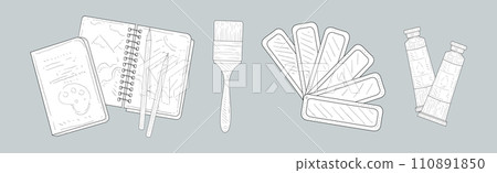 Painting Artist Tool and Element Hand Drawn Vector Set Painting Artist Tool and Element Hand Drawn Vector Set 110891850