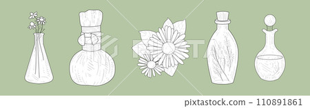 Natural Cosmetic and Spa Essential Ingredient Hand Drawn Vector Set 110891861