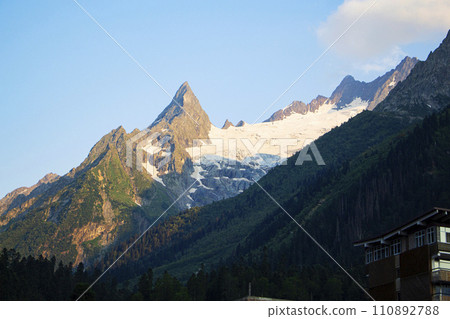 The Caucasus Mountains. Mountain peaks in summer. 110892788