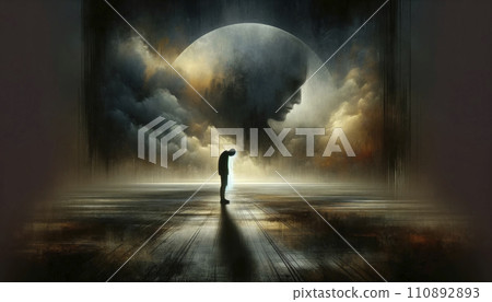 AI-generated content. Solitude in Shadows: The Weight of Invisible Burdens 110892893