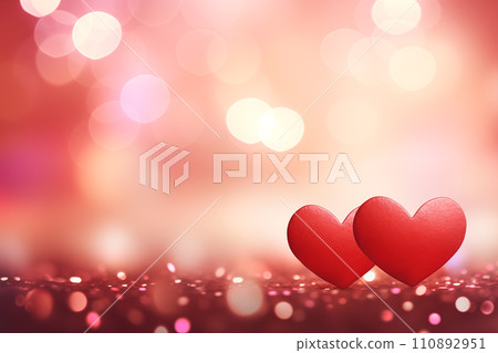 Romantic Valentine Day Background with Elegant Red Hearts Romantic Valentine Day Background with Elegant Red Hearts 110892951