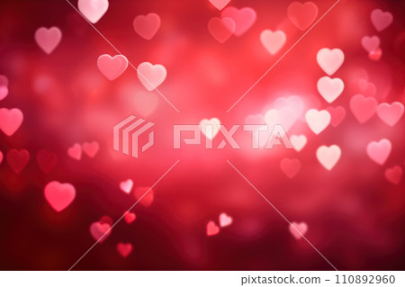 Valentine Day Heart-Shaped Bokeh Background 110892960