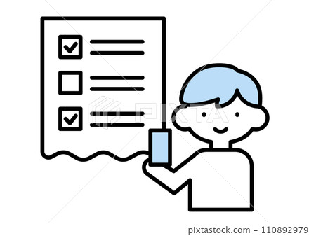 Image of checking a checklist on a smartphone 110892979