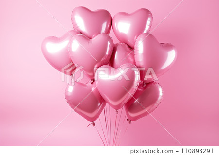 Pink Heart Balloons on a Soft Pink Background 110893291