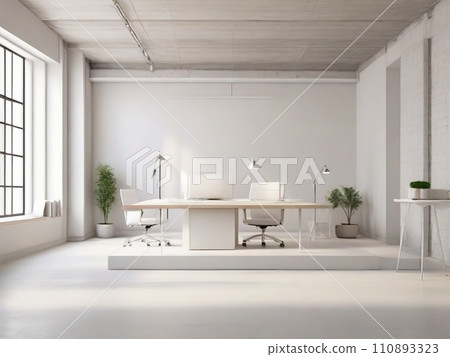 Modern bright interiors illustration mockup computer generated image 110893323