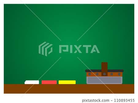 Illustration of blackboard and chalk used in school lessons Illustration of blackboard and chalk used in school lessons 110893455