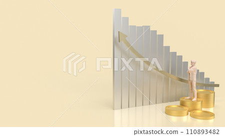 The chart and coins for Business concept 3d rendering. 110893482