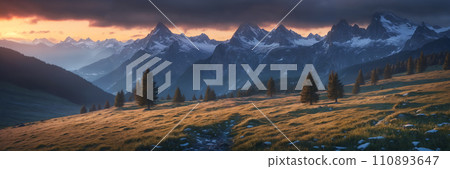 Serene snowy mountain peaks Serene snowy mountain peaks 110893647