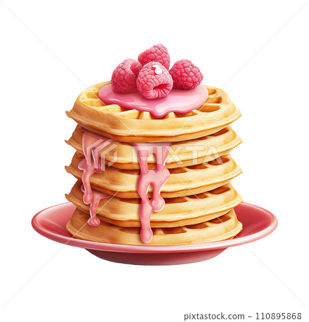 Stack of Pancakes with Raspberry. AI Generated Image 110895868