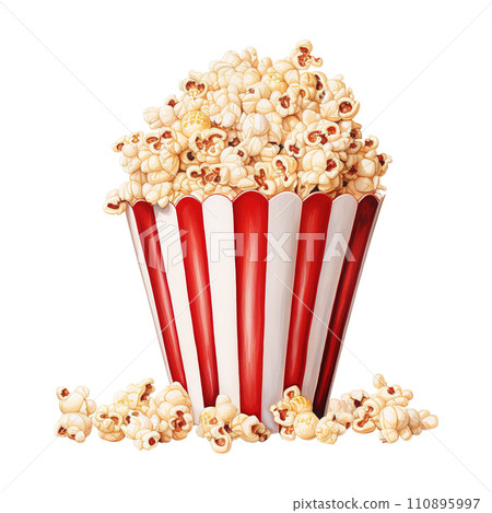 Popcorn Bucket with Red Popcorn. AI Generated Image 110895997