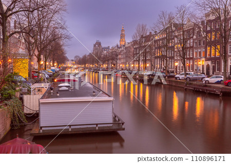 Amsterdam canal Keizersgracht at sunset 110896171