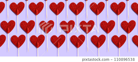 Red glitter heart picks 110896538
