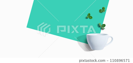 Shamrock leaves with coffee cup Shamrock leaves with coffee cup 110896571