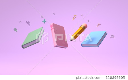 Books and a pencil - Educational theme - 3D Books and a pencil - Educational theme - 3D 110896605