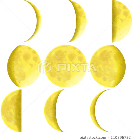 Moon phases and their shapes realistic illustrations 110896722