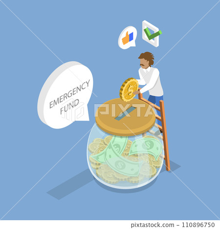3D Isometric Flat Vector Illustration of Emergency Fund 110896750