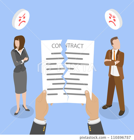 3D Isometric Flat Vector Illustration of Contract Cancellation 3D Isometric Flat Vector Illustration of Contract Cancellation 110896787