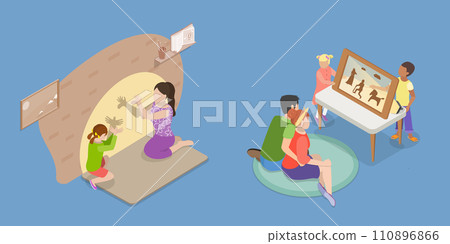 3D Isometric Flat Vector Illustration of Family Sparetime and Leisure 3D Isometric Flat Vector Illustration of Family Sparetime and Leisure 110896866