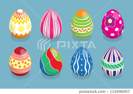 3D Isometric Flat Vector Illustration of Easter Eggs 110896907