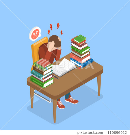 3D Isometric Flat Vector Illustration of Stressed Student 3D Isometric Flat Vector Illustration of Stressed Student 110896912