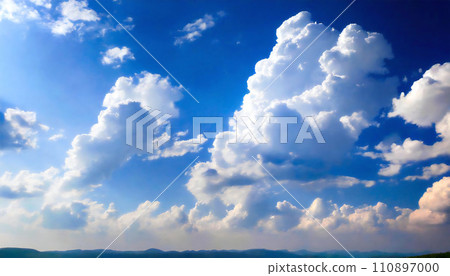 Background material of clear blue sky and clouds 110897000