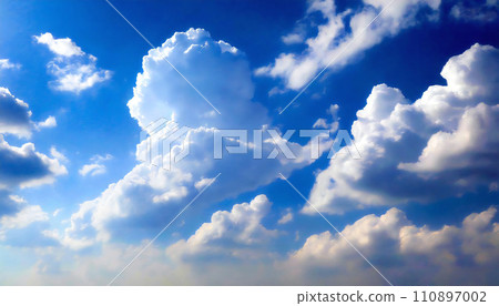 Background material of clear blue sky and clouds 110897002