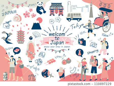 Foreigners enjoying sightseeing in Japan 110897229