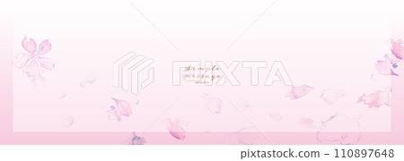 櫻花背景。櫻花矢量插畫與水彩風格。日本櫻花材料。美麗的櫻花盛開。 110897648