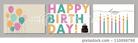 Birthday material set banner frame background bester illustration cake balloon stylish 110898798