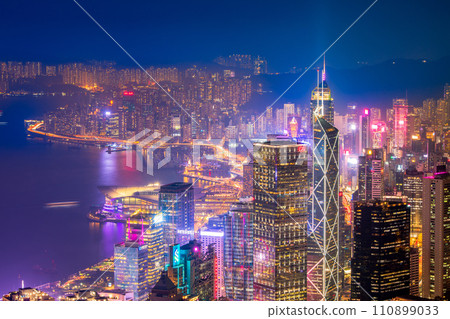Night view from Hong Kong Victoria Peak Night view from Hong Kong Victoria Peak 110899033