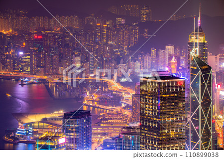 Night view from Hong Kong Victoria Peak Night view from Hong Kong Victoria Peak 110899038