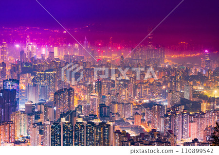 Night view from Kowloon Peak, Hong Kong Night view from Kowloon Peak, Hong Kong 110899542