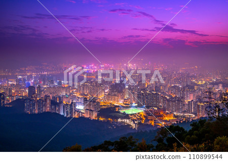 Night view from Kowloon Peak, Hong Kong 110899544