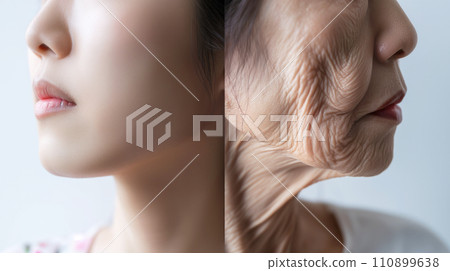 「隨時間推移的皮膚比較」<AI生成的圖像> 110899638