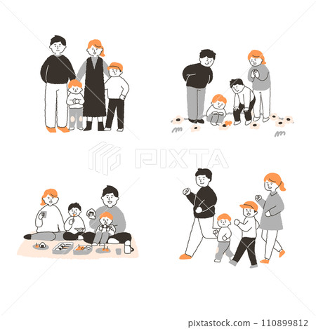 A family of four having fun 110899812