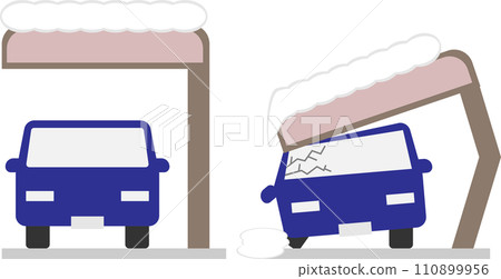 Image material of a carport destroyed by the weight of snow 110899956