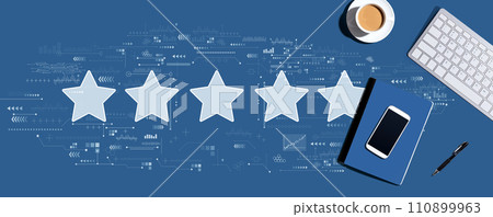 Rating star concept with computer keyboard and office items 110899963