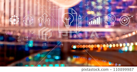 Idea of success theme with big city at night 110899987