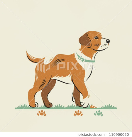 Cute Brown Puppy, in vintage style, brown background Cute Brown Puppy, in vintage style, brown background 110900020