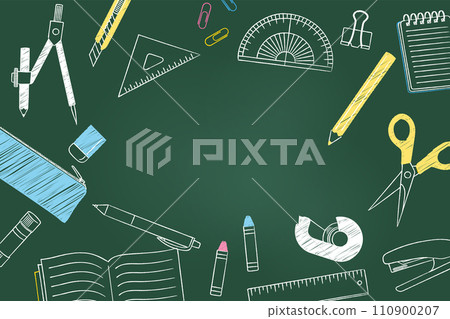 Hand-drawn stationery frame blackboard style_vector illustration 110900207