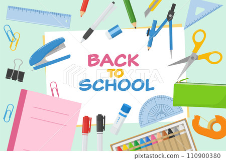 文具橫幅背景_向量插圖 文具橫幅背景_向量插圖 110900380