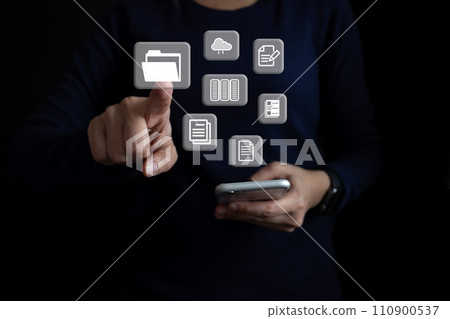 Document Management System DMS, Online document database management, Organization document Organized, automated processes to manage files, ERP enterprise efficient, business technology. Document Management System DMS, Online document database management, Organization document Organized, automated processes to manage files, ERP enterprise efficient, business technology. 110900537