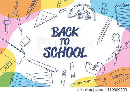 Hand drawn stationery banner background_vector illustration 110900563