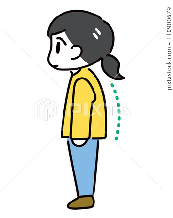 一個穿著便衣、駝背、頭向前的女人 110900679