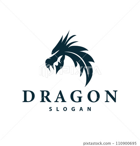 Dragon logo simple design animal legend dragon silhouette illustration template 110900695