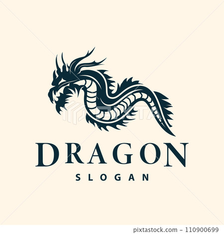 Dragon logo simple design animal legend dragon silhouette illustration template 110900699
