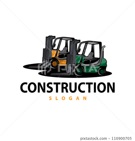 Forklift logo heavy vehicle vector design simple heavy equipment transportation illustration template 110900705