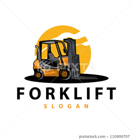 Forklift logo heavy vehicle vector design simple heavy equipment transportation illustration template 110900707