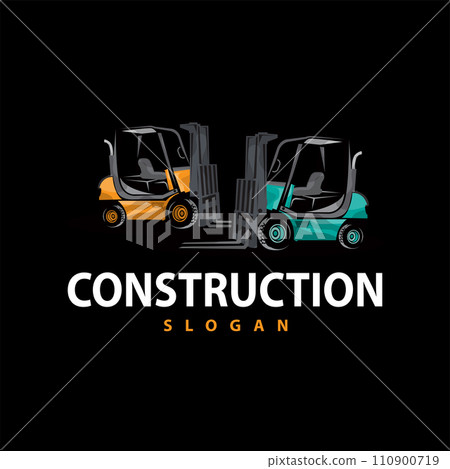 Forklift logo heavy vehicle vector design simple heavy equipment transportation illustration template 110900719