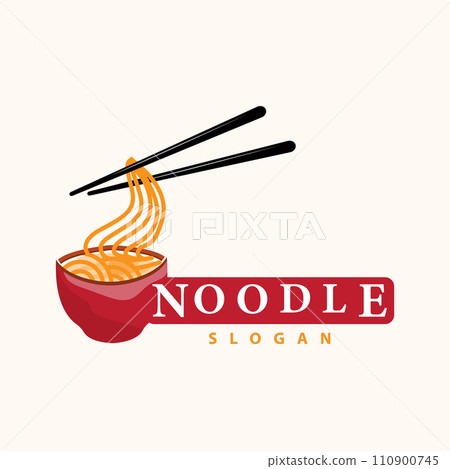 Noodle logo vector traditional japanese food ramen noodles restaurant brand silhouette design template 110900745